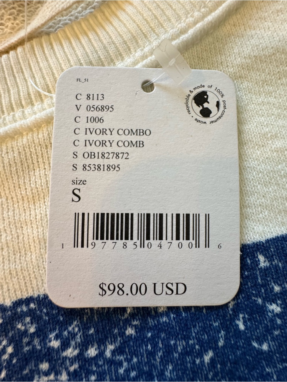 Free People - Camden Sweatshirt with Navy '18' Graphic | size small - Picture 4 of 4